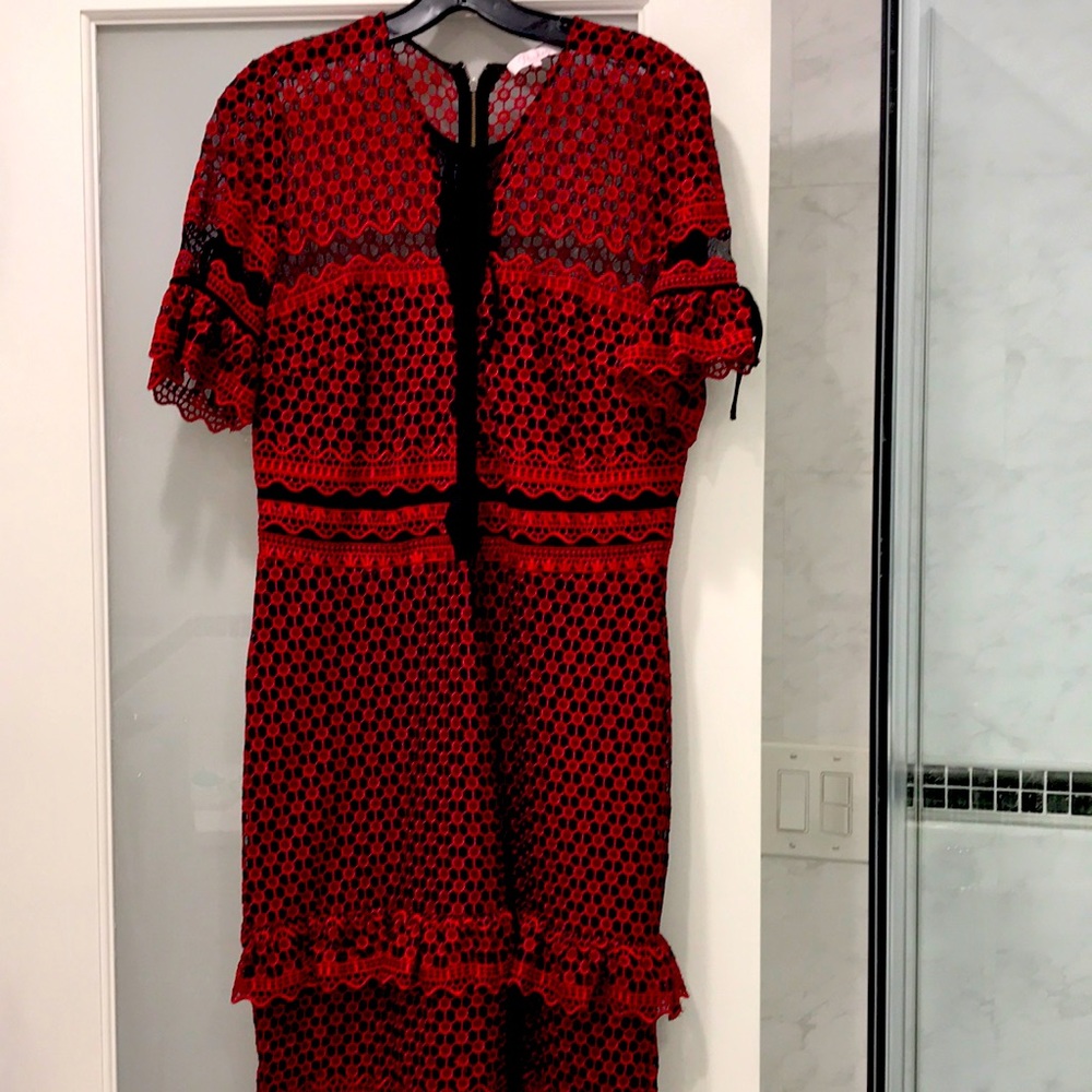 Designer Parker Red Lace dress